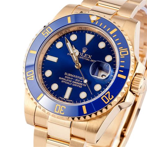 rolex submariner blue and 18k gold watch